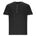 thumbnail image 2 of ITSAME Men's Henley T-Shirt, Summer 2025 Short Sleeve Loose Fit Casual Breathable Tee Black 2XL, 2 of 5