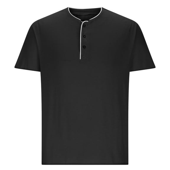 Men's Polo Shirts Casual Short Sleeve Cotton Pique Polo T Shirts Classic Collarless Golf Shirts for Men