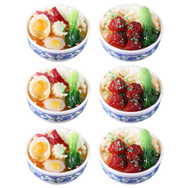 6 uds comida de imitación tazón de celadón sobre arroz personalizado refrigerador pegatina mensaje pegatina