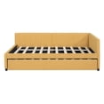 thumbnail image 5 of Harper & Bright Designs Full Size Upholstered Daybed with Trundle, Linen L-Shaped Sofa Bed with Headboard and Armrest for Living Room, Yellow, 5 of 12