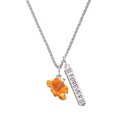 thumbnail image 1 of Delight Jewelry Silvertone Hot Orange Hibiscus Flower Silvertone Forever Bar Charm Necklace, 23", 1 of 4