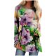 thumbnail image 2 of Ichuanyi liquidación mujer clásica flores estampadas tops sueltas camisetas de manga larga blusa tripulación ICHUANYI WER202308241253, 2 of 5