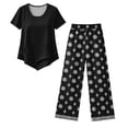 thumbnail image 5 of Capri Sets 2 Piece Plus Size Summer Outfits Casual Summer Wide Leg Crop Pants and Top Matching Suits, 5 of 6