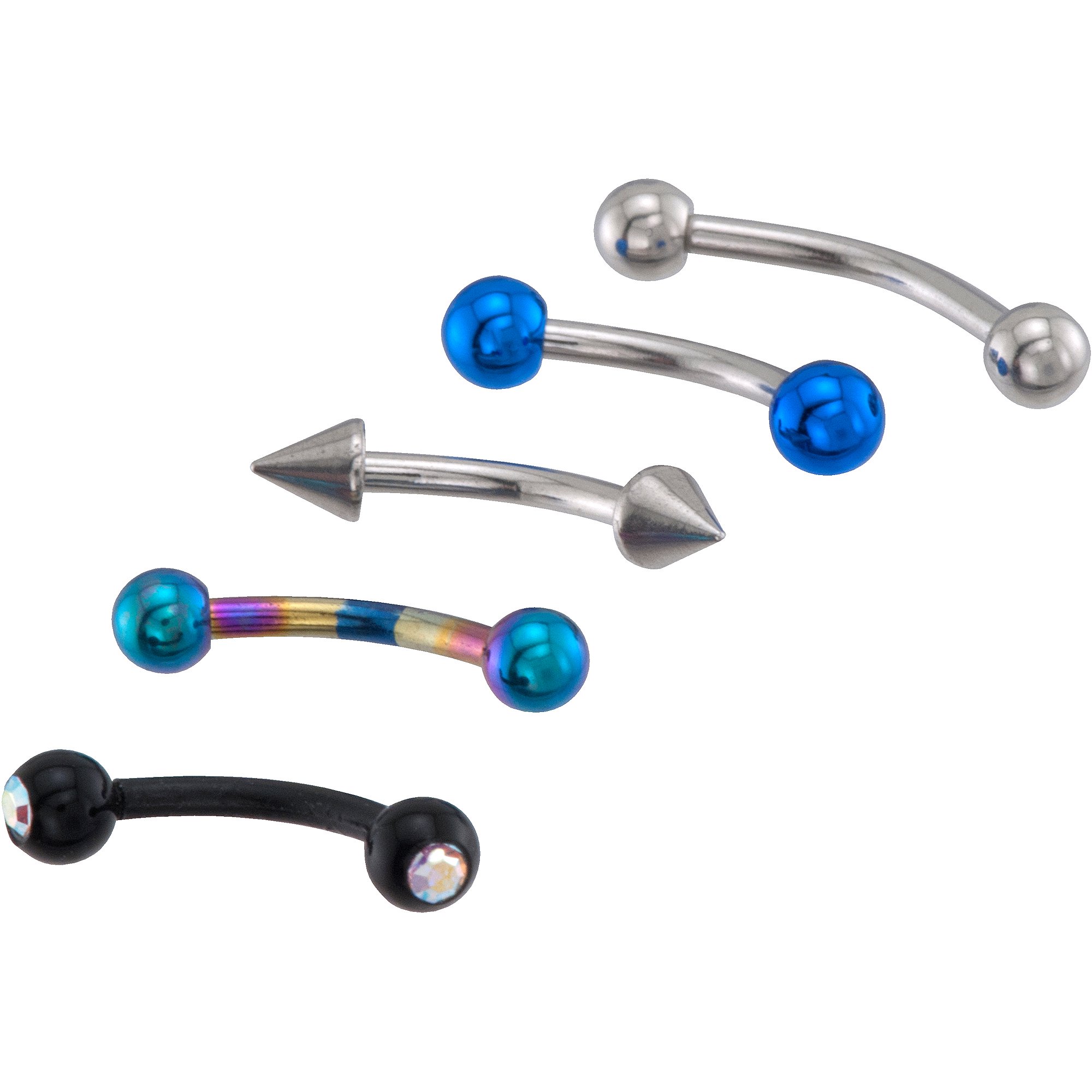 Body Jewelry Women's Lead Crystal Brow Value Pack, Blue