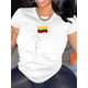 thumbnail image 1 of Camiseta De Mujer Ligera Y Suave VeranoWomen's Fashion Casual Round Neck Short Sleeve T-Shirt, Patriotic Flag Line Print, Comfortable Summer Top, Knitted Polyester Fabric, All-Season, Ladies Leisure, 1 of 6