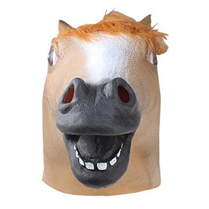 Halloween Party Decorations Creepy Horse head latex Rubber Mask Perfect for Harlem Shake& Gangnam Style-Browmn