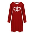 thumbnail image 4 of Taqqpue Women's Nightgowns Long Sleeve Crewneck Sleepshirts Sleepwear Valentines Gifts Casual Heart Print Pajama Dress, 4 of 6