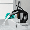thumbnail image 6 of Black Single Handle Bathroom Sink Basin Faucet 1 Hole Waterfall Vanity Mixer Tap, 6 of 17
