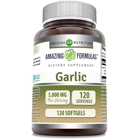 Amazing Formulas Garlic 5000 Mg Per Serving 120 Softgels Supplement | Non-GMO | Gluten Free | Made in USA