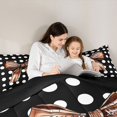 thumbnail image 5 of Manfei Rugby Ribbon Teens Bedding Comforter Set, Fashion Abstract Twin Comforter Sets, Black White Polkadots Reversible Bedding Set, Lightweight Room Decor, 2-Piece, 5 of 8
