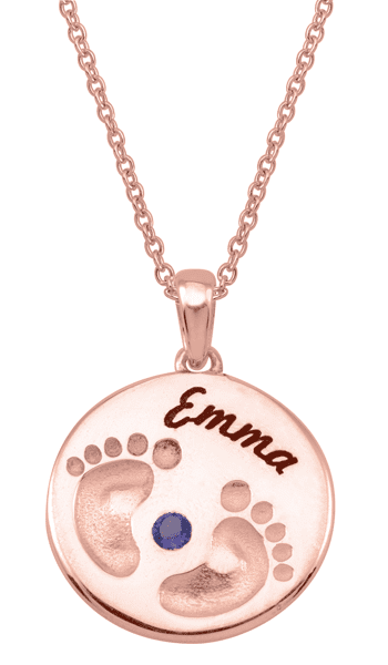 Personalized round Baby feet pendant in 10k Gold by Jewlster