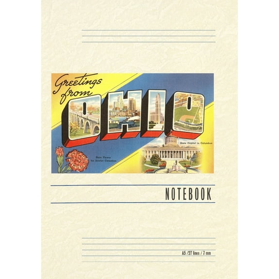 Vintage Lined Notebook Greetings from Ohio, (Paperback)