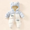 thumbnail image 2 of JFOPQVSM Baby Winter Snowsuit Bear Ear Hooded Padded Romper Fleece Lined Color Block Zipper Jumpsuit Infant Cold Weather Outfit, 2 of 7