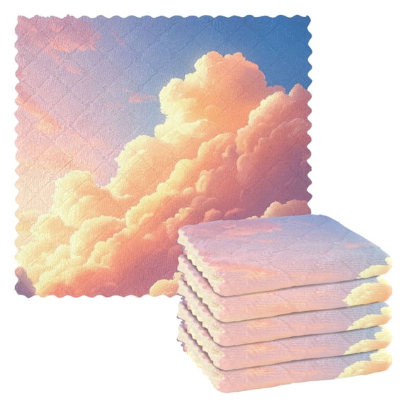 6 Pieces of Kitchen Towels 11x11Inch Kitchen Dish Cloths Kitchen Dish Towels Reuseable Cleaning Cloths Pretty Pink Sky