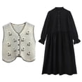 thumbnail image 4 of Boho Women Crochet Knit Vest Waistcoat Floral Pattern Sleeveless V-Neck Cardigan, 4 of 5