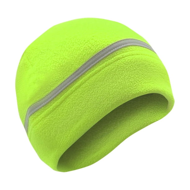 Gorro de invierno, gorro de lana reflectante, gorro grueso a prueba de viento, gorro de seguridad para correr, deportes al aire libre, ciclismo, , verde