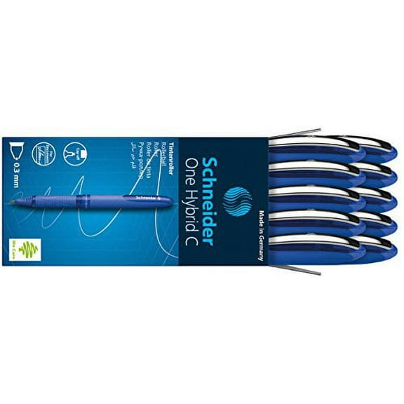 Schneider ONE Hybrid C Rollerball Pen, 0.3mm, Blue, Box of 10 (183103)