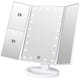 thumbnail image 1 of Espejo de maquillaje cosmético 21 luces LED Espejo de luz triple plegable Espejos LED de aumento 1X/2X/3X 180° ajustable con botón táctil Batería Cable USB Regalo del día de la madre, 1 of 8