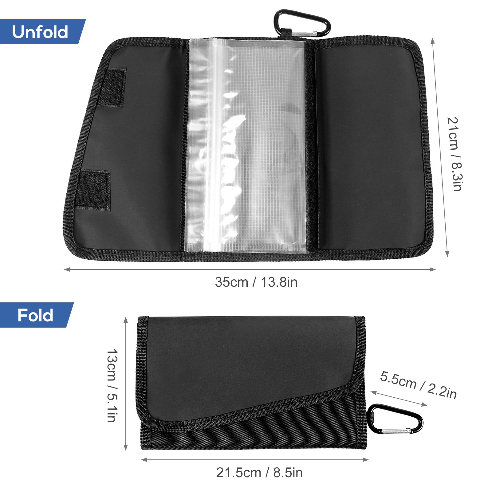 Soft Bait Case Fishing Lure Storage Wallet Waterproof Bait Bag Fishing Tackle Bag with Carabiner Soft Bait Case