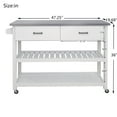 thumbnail image 2 of Visentor Kitchen Cart, Stainless Steel Top Breakfast Bar, Rolling Storage Kitchen Island Cart with 2 Drawer, 2 Shelves & Towel Rack, 47 Inch, White, 2 of 6