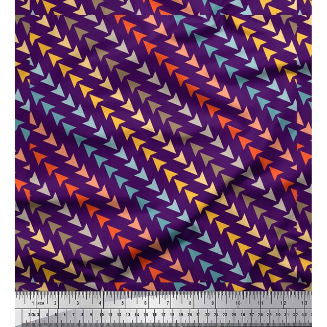 Soimoi Purple polyester Crepe Fabric Diagonal Arrow Fabric Prints By Yard 42 Inch Wide