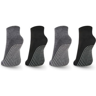 LA Active Grip Socks - 2 Pairs - Yoga Pilates Barre Ballet Non Slip Crew  Hospital (Jogger Grey and Tuxedo Black with Stripes, Medium)