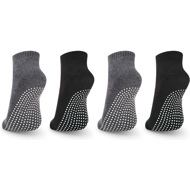 Anti Slip Socks Non Skid Cotton Socks,4 Pairs Unisex Grip Socks for Yoga  Homeworkout Barre Pilates Pregnancy Hospital Maternity Adults Menwomen in  Black and Grey 