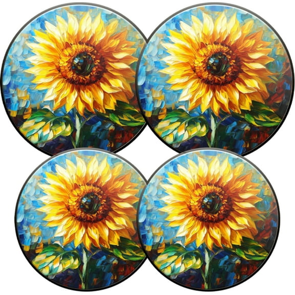 Gas Stove Burner Cover,Electric Stove Top Protector,Easy to Clean,Sunflower in Oil Painting with Bold Brushstrokes