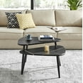 thumbnail image 5 of Aurora Asymmetrical Modern Oval Teardrop 2 Piece Semi-Nested Modular Coffee Table Set - Black Marble/Black, 5 of 18