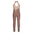 thumbnail image 2 of YONGHS Kids Girls Sleeveless Rhinestone Gymnastic Leotard Ice Skating Jumpsuit Full Body Unitard Brown 12, 2 of 5