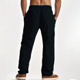 thumbnail image 5 of Men’s Loose Straight Striped Cotton Linen Pants Breathable Summer Casual Bottoms, 5 of 9
