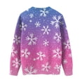 thumbnail image 3 of WTOBBY Christmas Themed Women's Knit Sweater Top, Long Sleeve Round Neck Printed Pullover, Casual Holiday Fashion Wear for Seasonal Outfits,Purple XL, 3 of 5