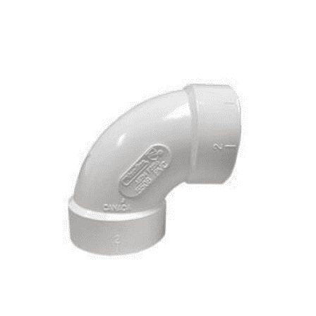 90 Degree, PVC, White 2", Elbow Pipe Fittings, 1 Piece 1 Pack
