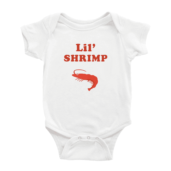 Cute Baby Clothes Lil' Shrimp Food Funny Boy & Gril Unisex (White, 12-18 Months)