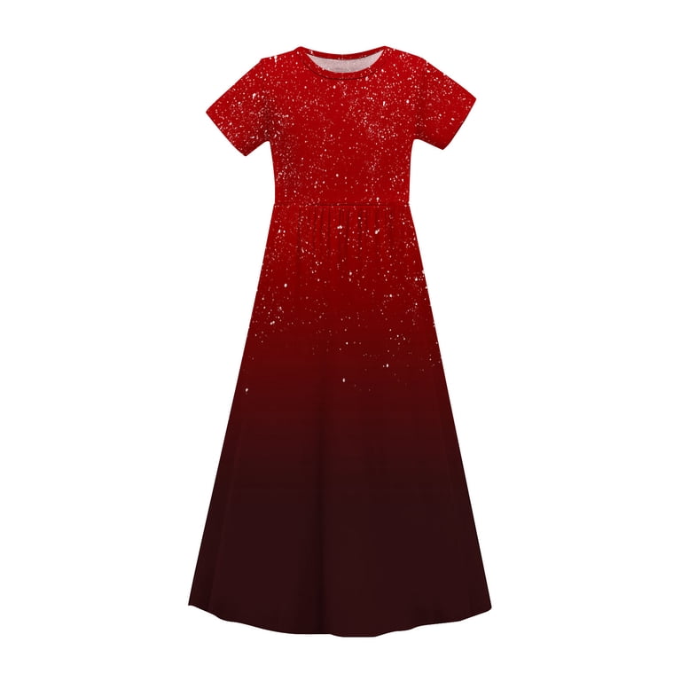 Hengsof Girls' Short Sleeve Flowy Summer Pleated Dress Loose Casual Long Dress Patterned Print Fashion Dress Casual Vacation Dress, Kids Unisex, Size: Hengsof Girls' Short Sleeve Flowy Summer Pleated Dress Loose Casual Long Dress Patterned Print Fashion Dress Casual Vacation Dress, Kids Unisex, Size: