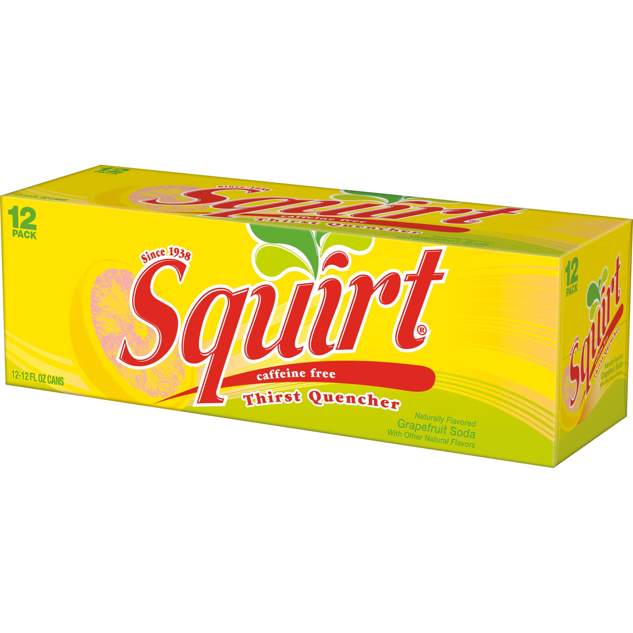 PR Squirt Caffeine Free Grapefruit Soda Pop, 12 fl oz, 12 Pack Cans