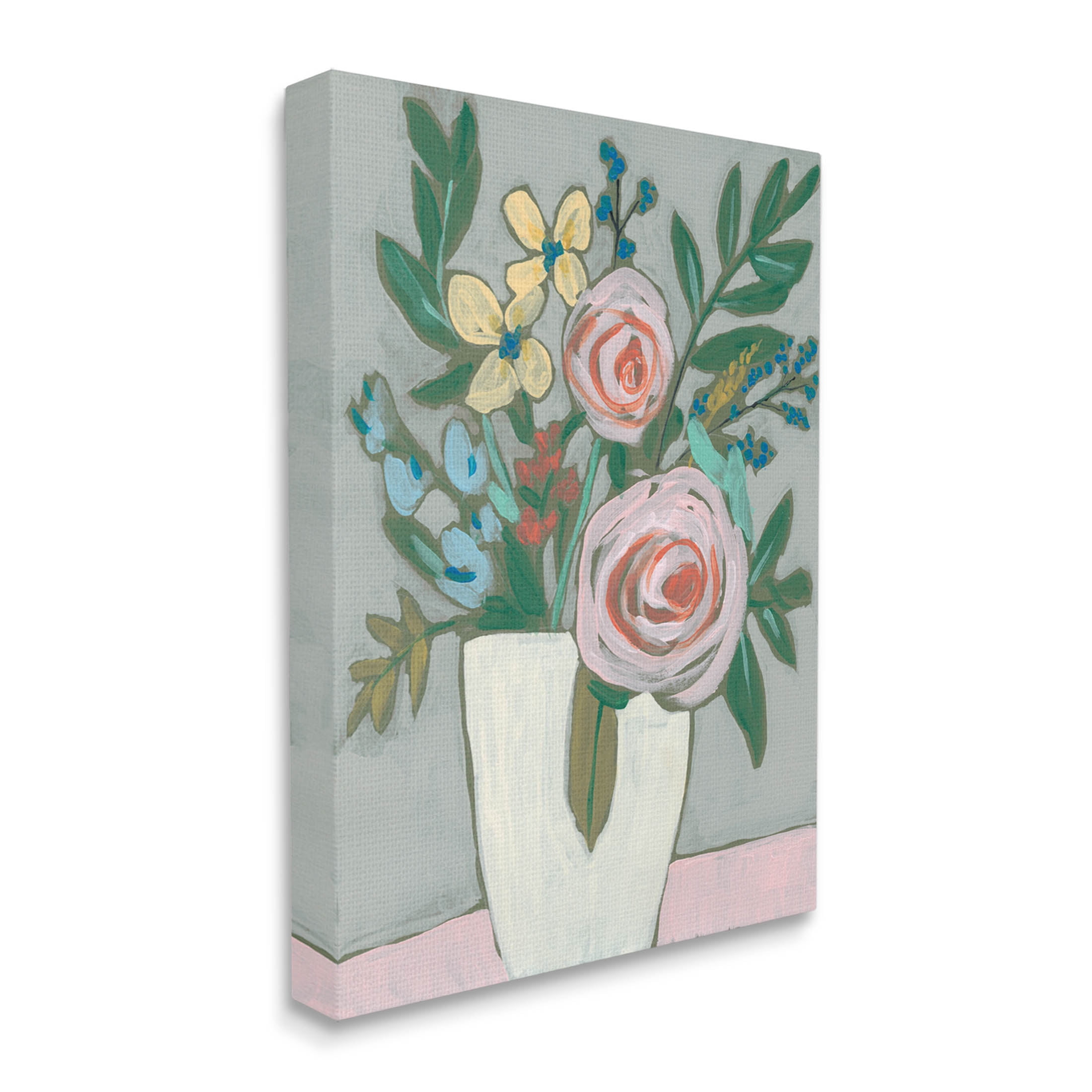 Mixed Rose Bouquet Abstract Botanical & Floral Painting Gallery Wrapped Canvas Print Wall Art