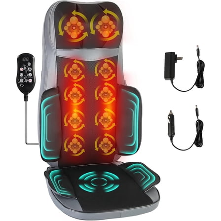 MJK Full Back Massager Kneading Shiatsu Neck Back Massage with Heat and Vibration, Detachable Seat Cushion Massagers for Office Home Gifts
