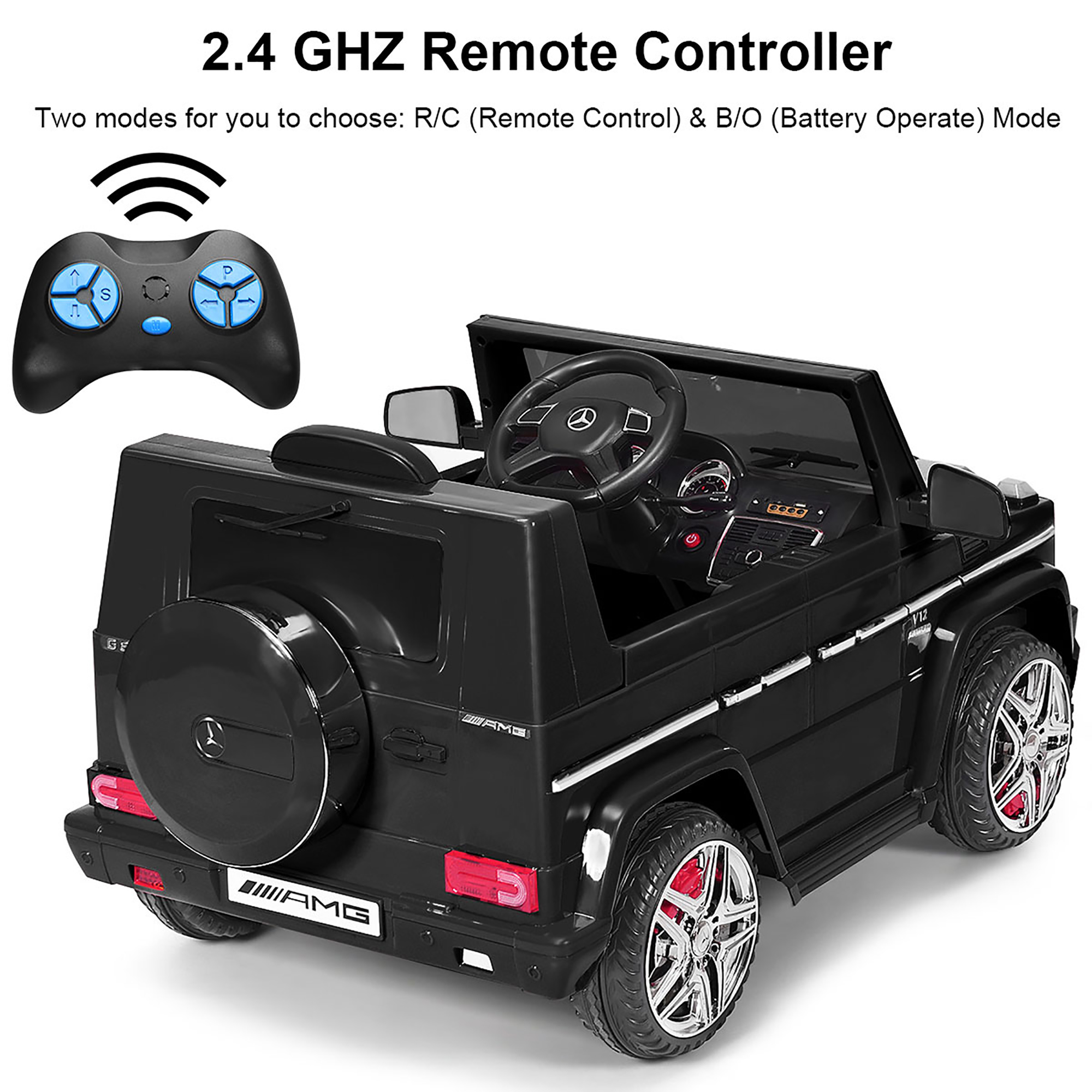 Costway Mercedes Benz G65 Licensed 12v Electric Kids Ride On Car Rc Remote Control Black Walmart Com Walmart Com