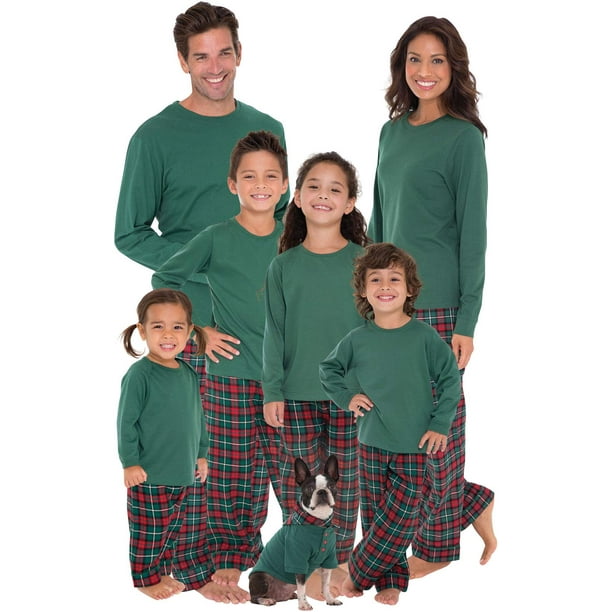 PajamaGram Red and Green Plaid Matching Family Christmas Pajamas Green  Women 's Medium / 8-10