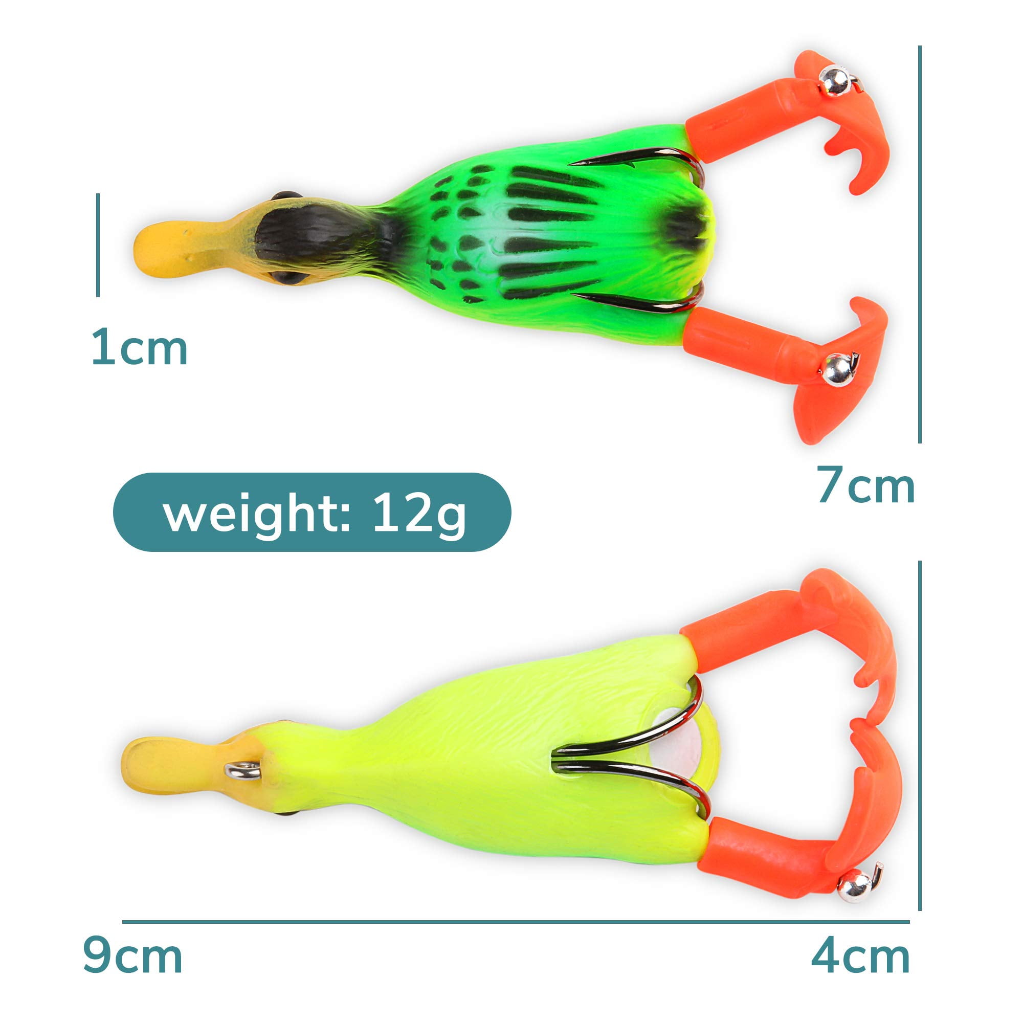 5pcs Topwater Duck Lure, 3D Rubber Floating Duck Fishing Lure with