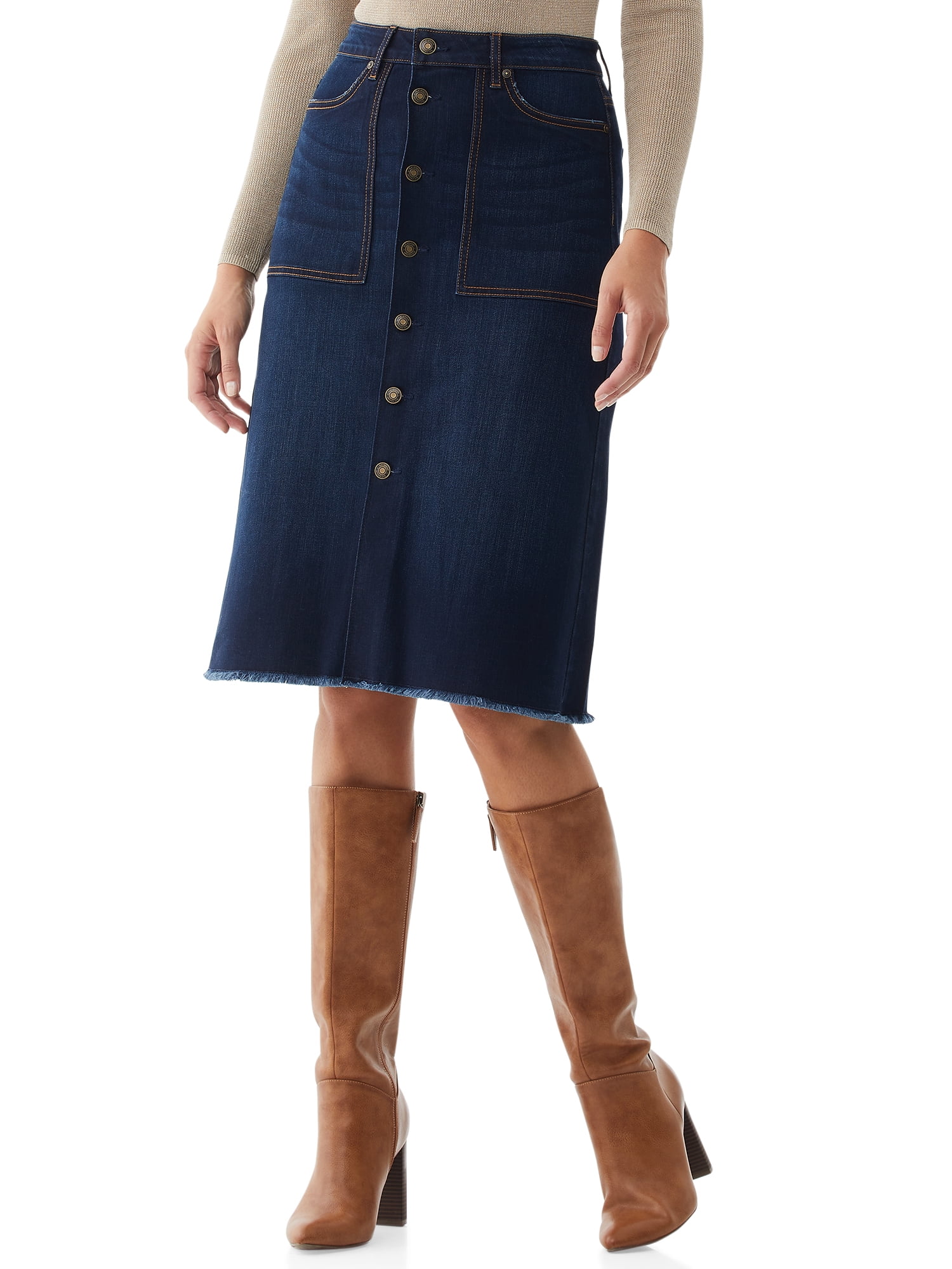 Scoop Women’s Denim Boot Skirt - Walmart.com
