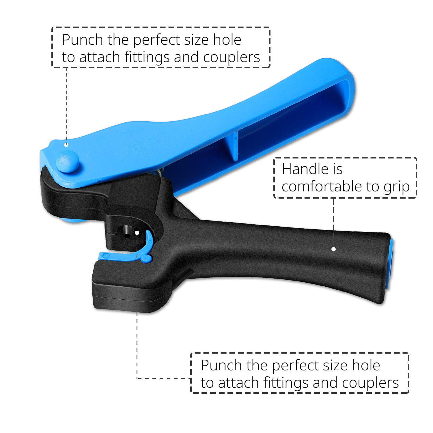 ABCISI 2 Pack Drip Irrigation Tubing Hole Punch Tool, Fitting Insertion Tool for 1/4 Inch Fitting and Emitter  Plastic, Garden Watering and Outdoor Irrigation Systems, Professional Pocket Punch