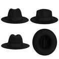 thumbnail image 5 of Unisex Wool Felt 1920s Gatsby Fedora Hat Gangster Women and Men Black M, 5 of 5