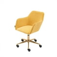 thumbnail image 3 of Modern Accent Armchair, Comfy Upholstered Leisure Chair with Backrest, Velvet Fabric Swivel Vanity Chair, Height Adjustable Office Chair, for Living Room, Bedroom, Makeup Room, Yellow, D4411, 3 of 10