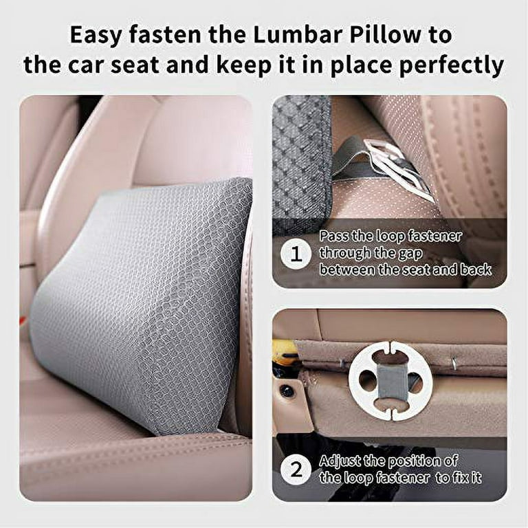 TISHIJIE Memory Foam Lumbar Support Pillow for Car - Mid/Lower Back Support  Cushion - for Car Seat, Office Chair, Recliner Etc. (Beige) 
