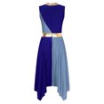 thumbnail image 4 of zdhoor Liturgical Praise Dance Dress For Women Sleeveless Worship Dance Dress Asymmetrical Lyrical Blue&Light Blue S, 4 of 5