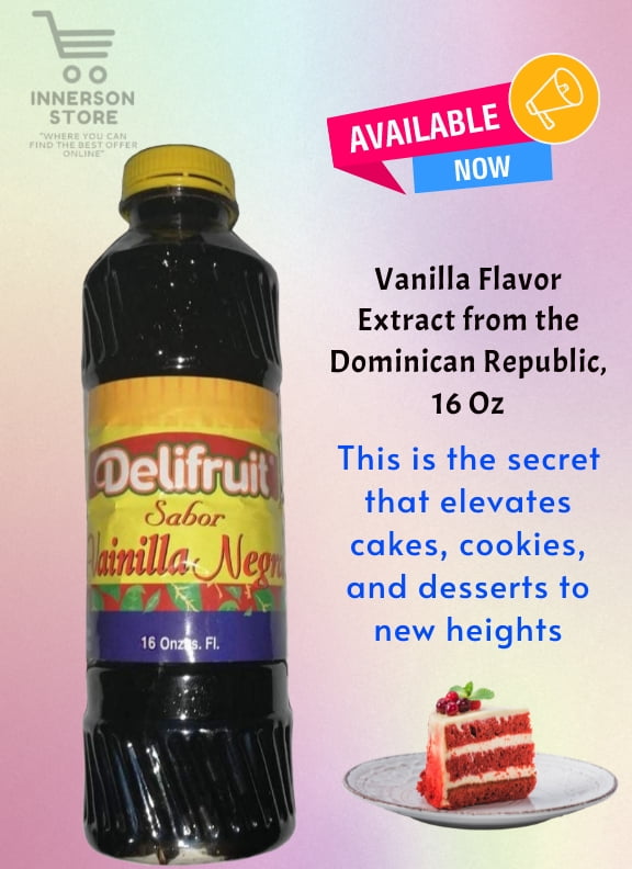 Delifruit Black Vanilla Extract From Dominican Republic 16 Oz EXP 08-2020