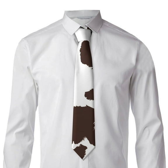 Goofa Brown Cow Pattern Men's Necktie Classic Silk Tie Woven Jacquard Neck Ties Necktie for Business and Wedding Formal Neckties