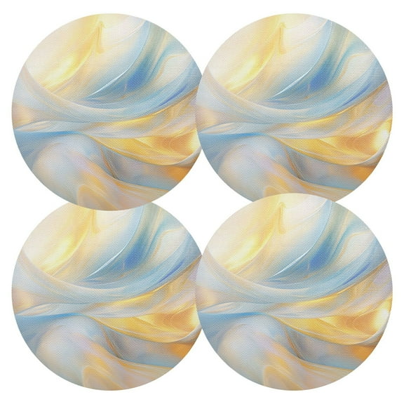 Ryvnso Blue and Yellow Marble Round Plate Mats Dining Table Placemat Set of 4 for Holiday Decoration